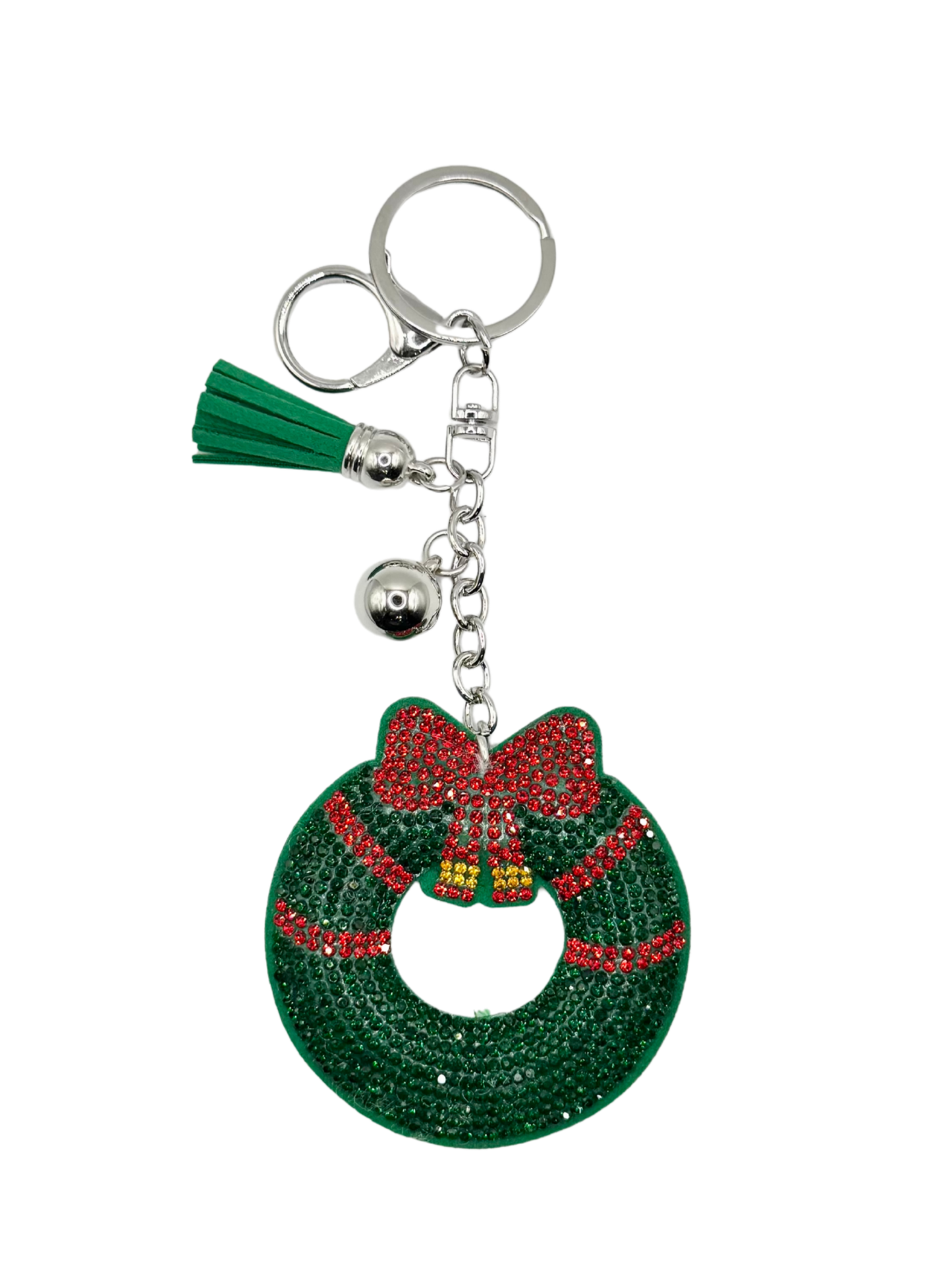 Christmas Wreath Rhinestone Keychain