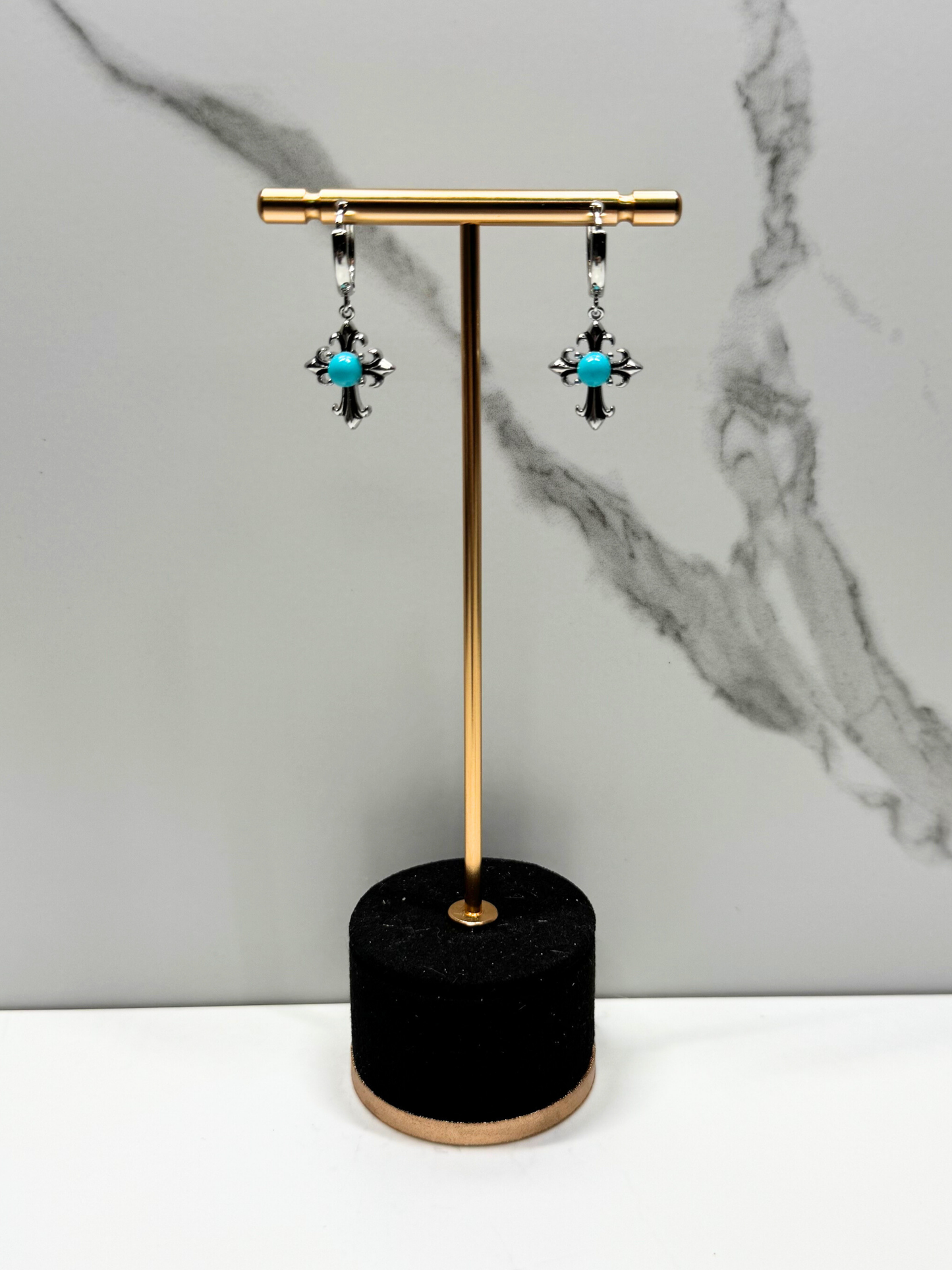 Turquoise Cross Earrings