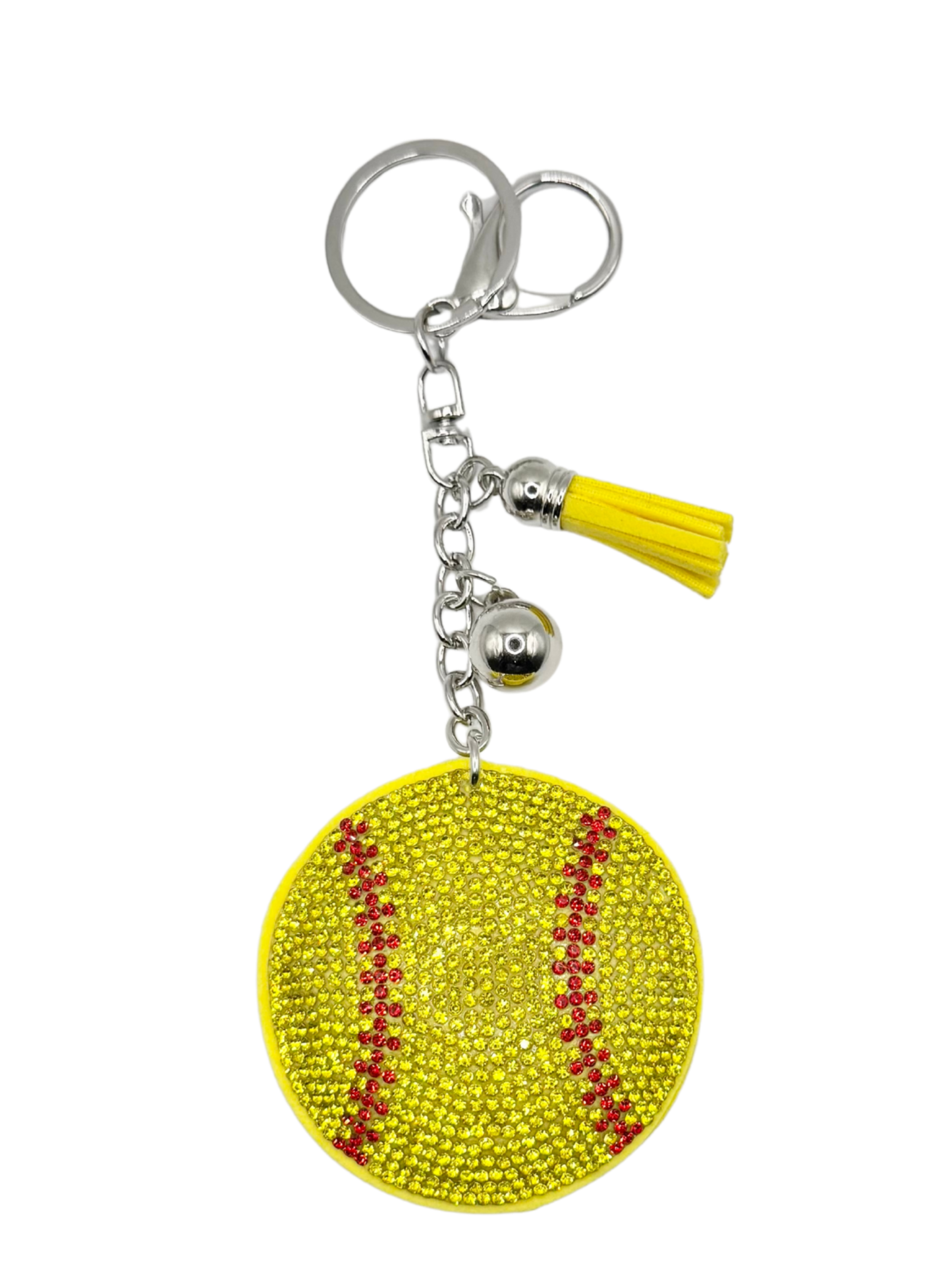 Softball Rhinestone Keychain