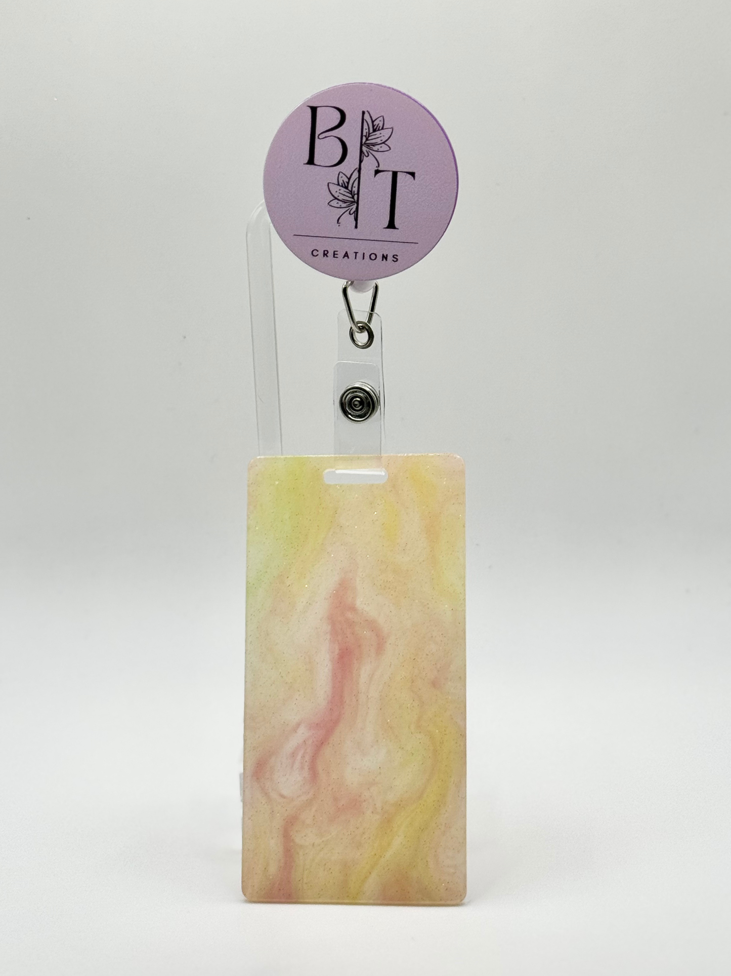 Yellow Pink Glitter Badge Buddy