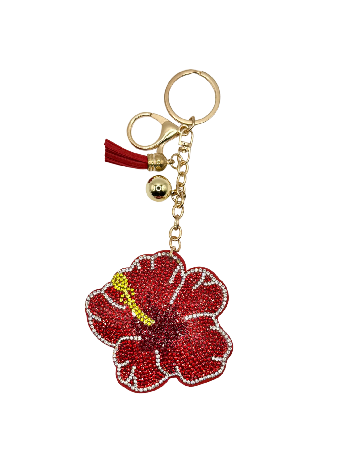 Hibiscus Rhinestone Keychain