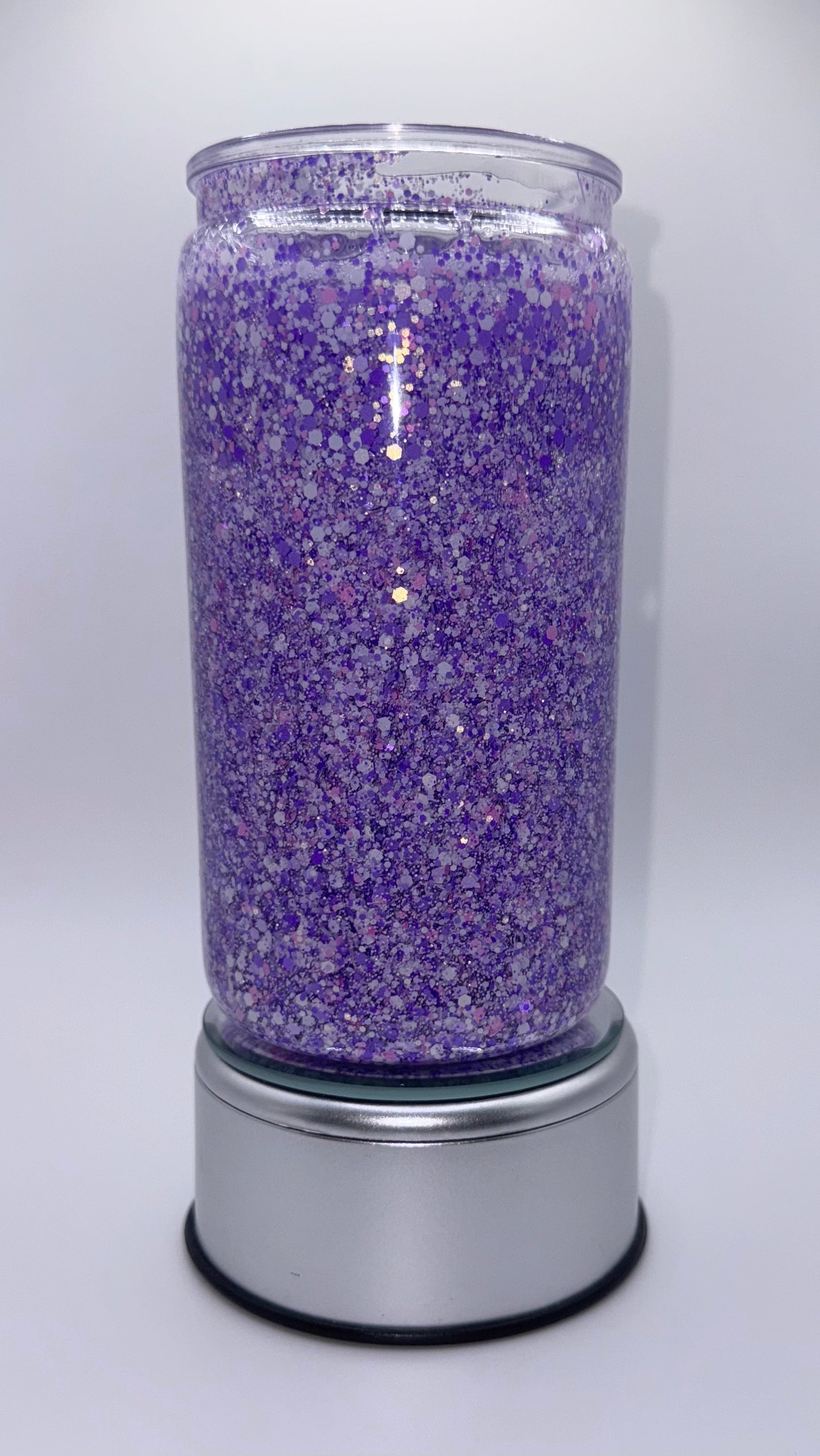16oz Purple Pink White Glitter Acrylic Snow Globe