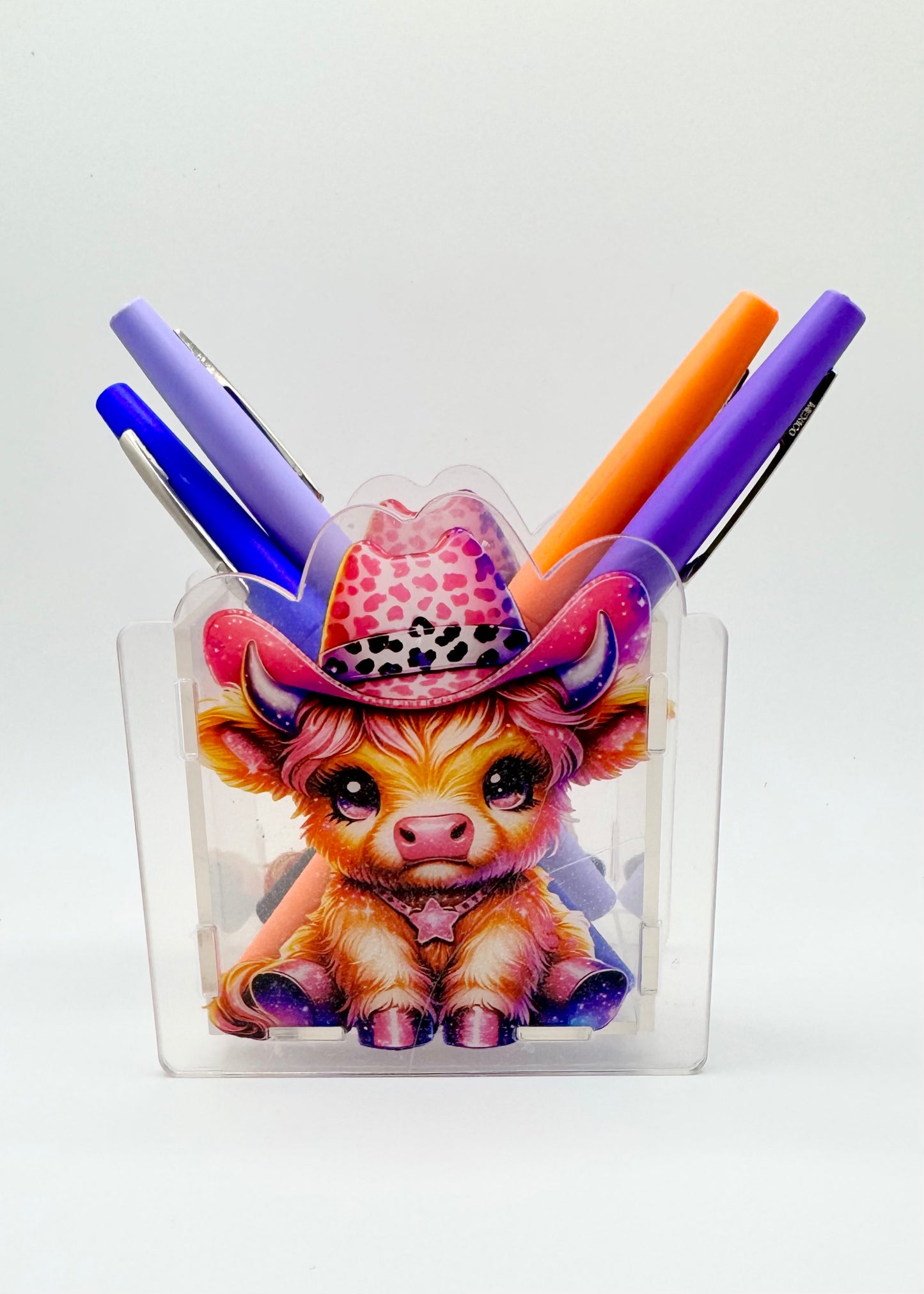 Cowgirl Cow Pen Holder