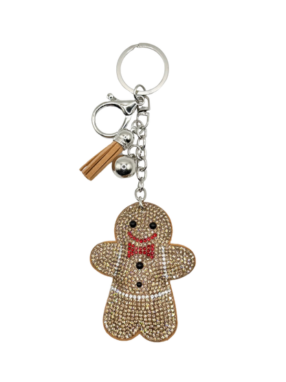 Gingerbread Man Rhinestone Keychain