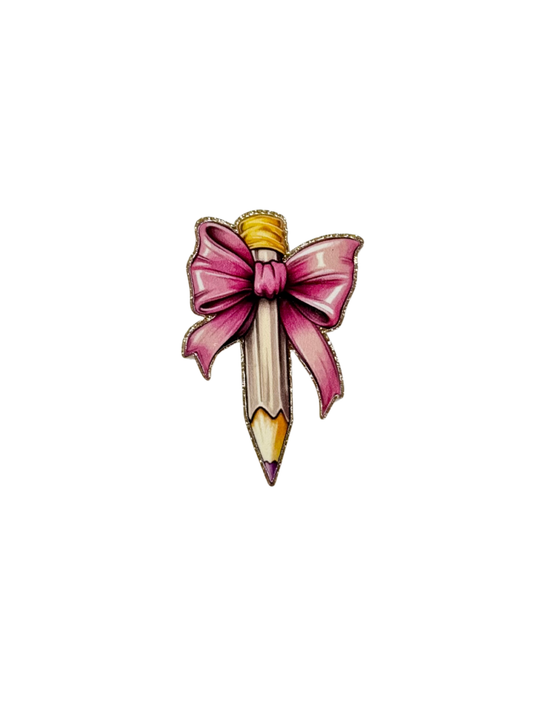 Pencil With Pink Bow Acrylic