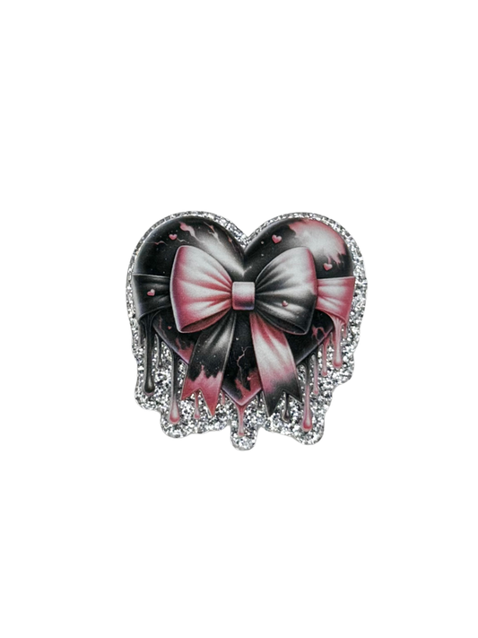 Black Pink Bow Acrylic