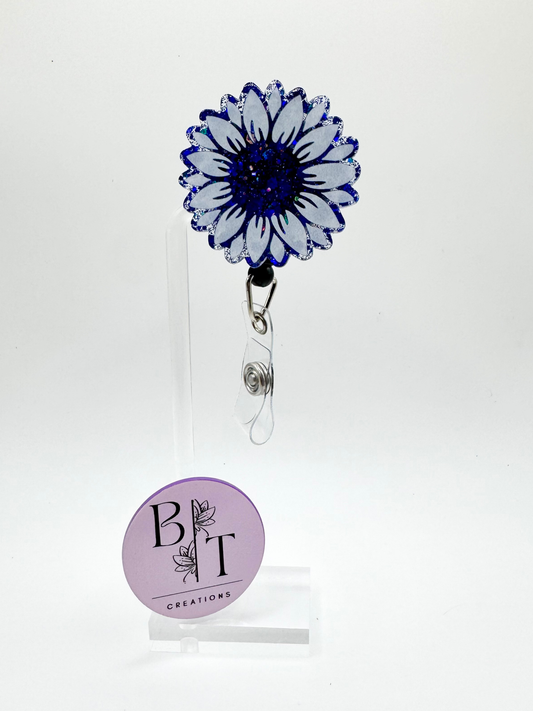 Flower Badge Reel W/ Velcro & Alligator Clip