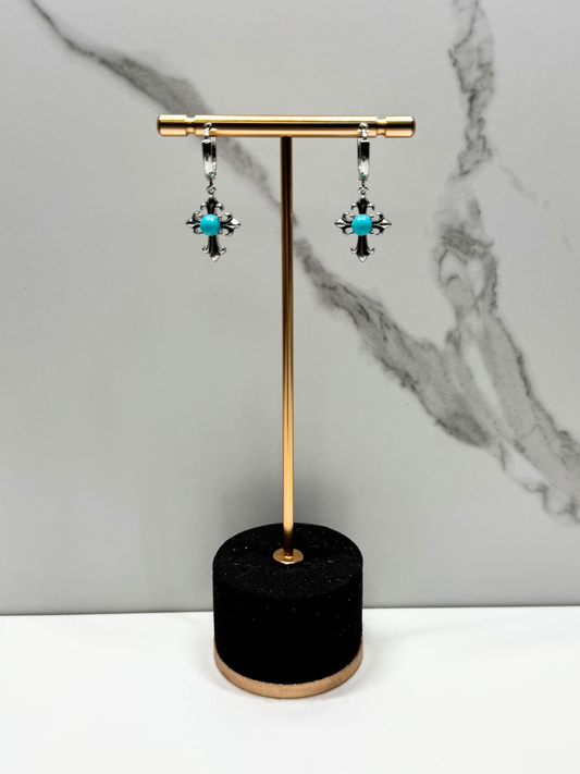 Turquoise Cross Earrings