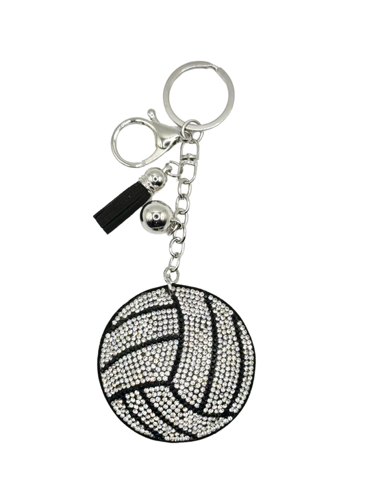Volleyball Rhinestone Keychain