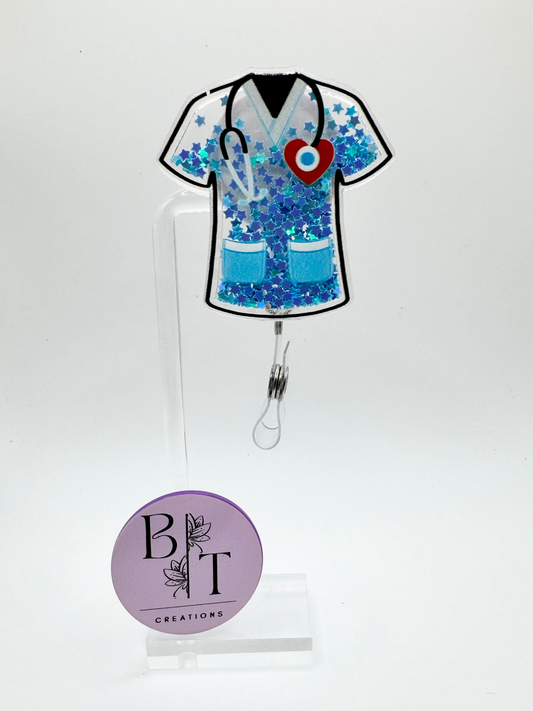 Shaker Scrub Shirt Badge Reel W/ Alligator Clip