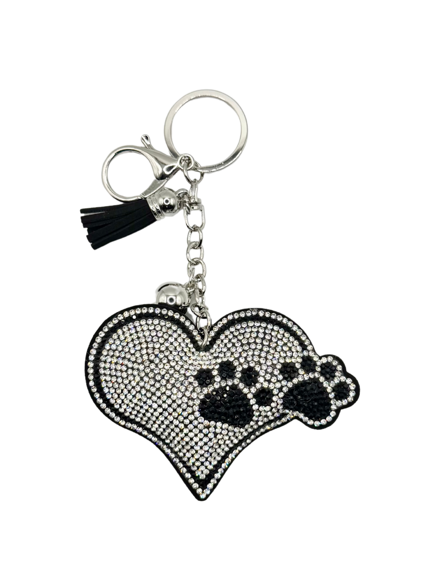 Paw Print Heart Rhinestone Keychain