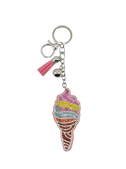 Ice Cream Rhinestone Keychain