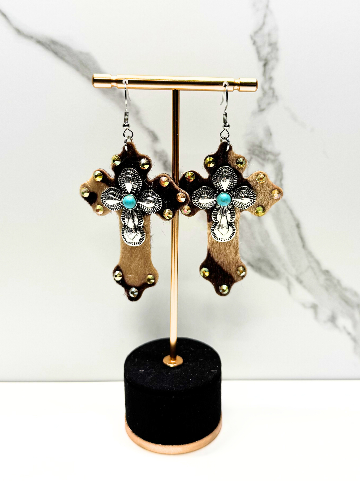 Turquoise Cross Earrings