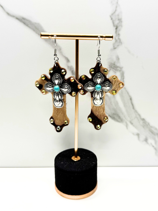 Turquoise Cross Earrings