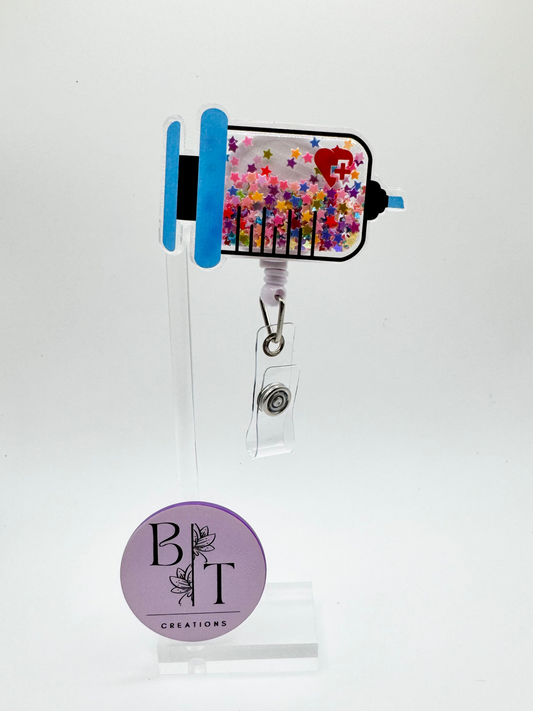 Shaker Syringe Badge Reel W/ Alligator Clip