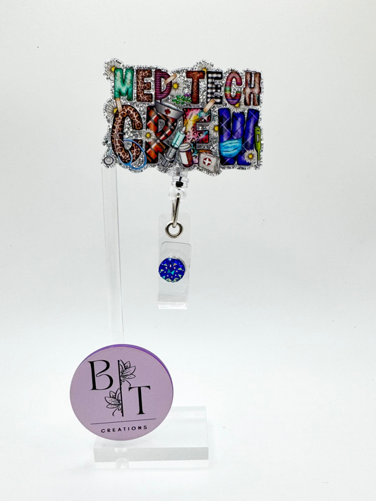 Med Tech Badge Reel W/ Alligator Clip