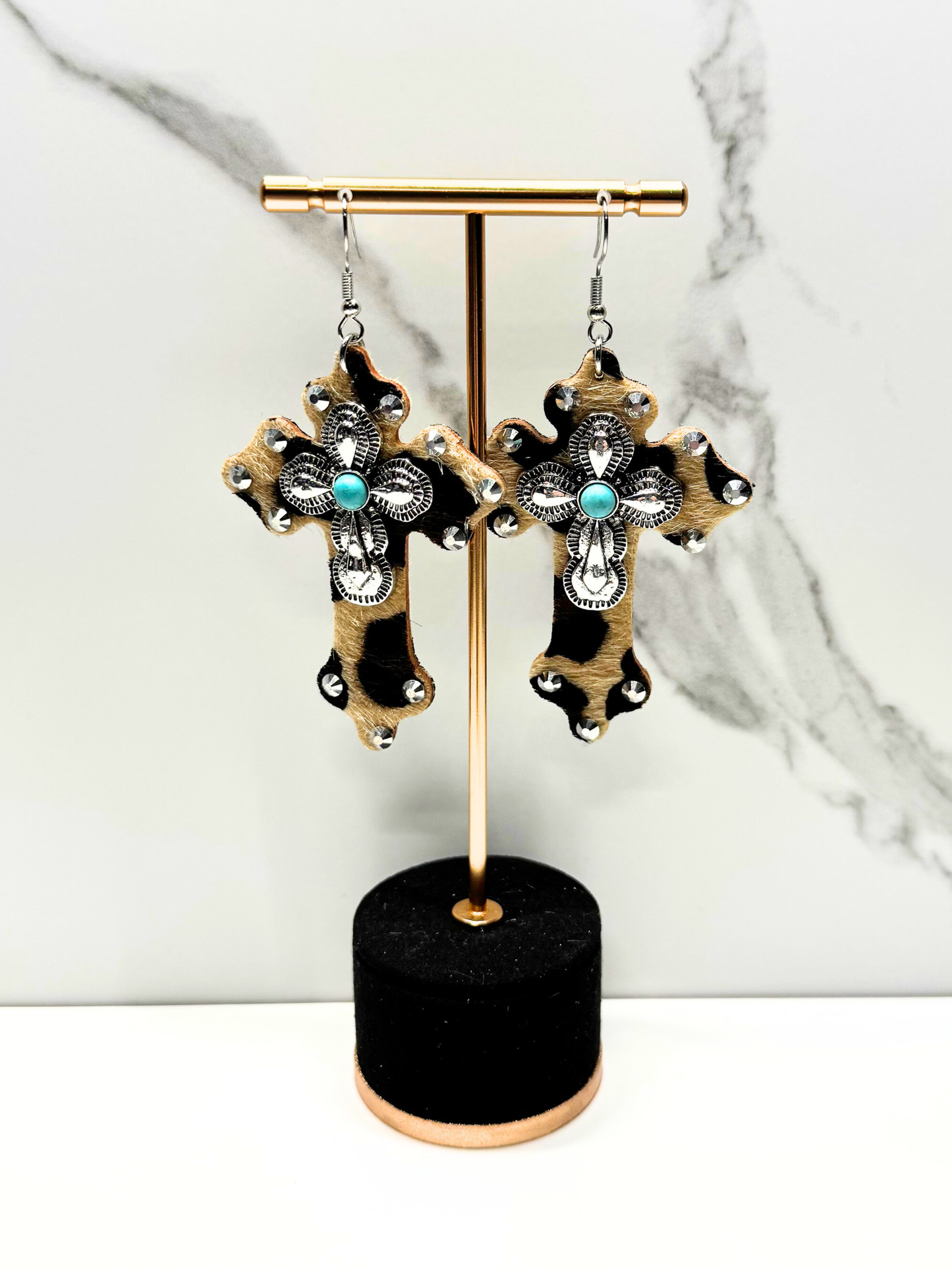 Turquoise Cross Earrings