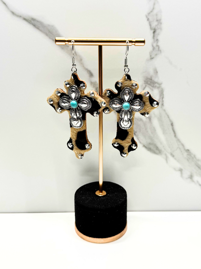Turquoise Cross Earrings