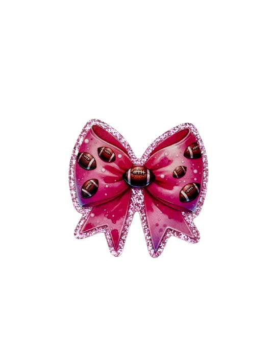 Pink Football Bow Acrylic