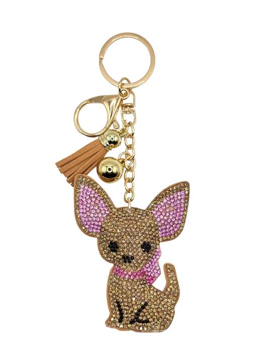 Dog Rhinestone Keychain