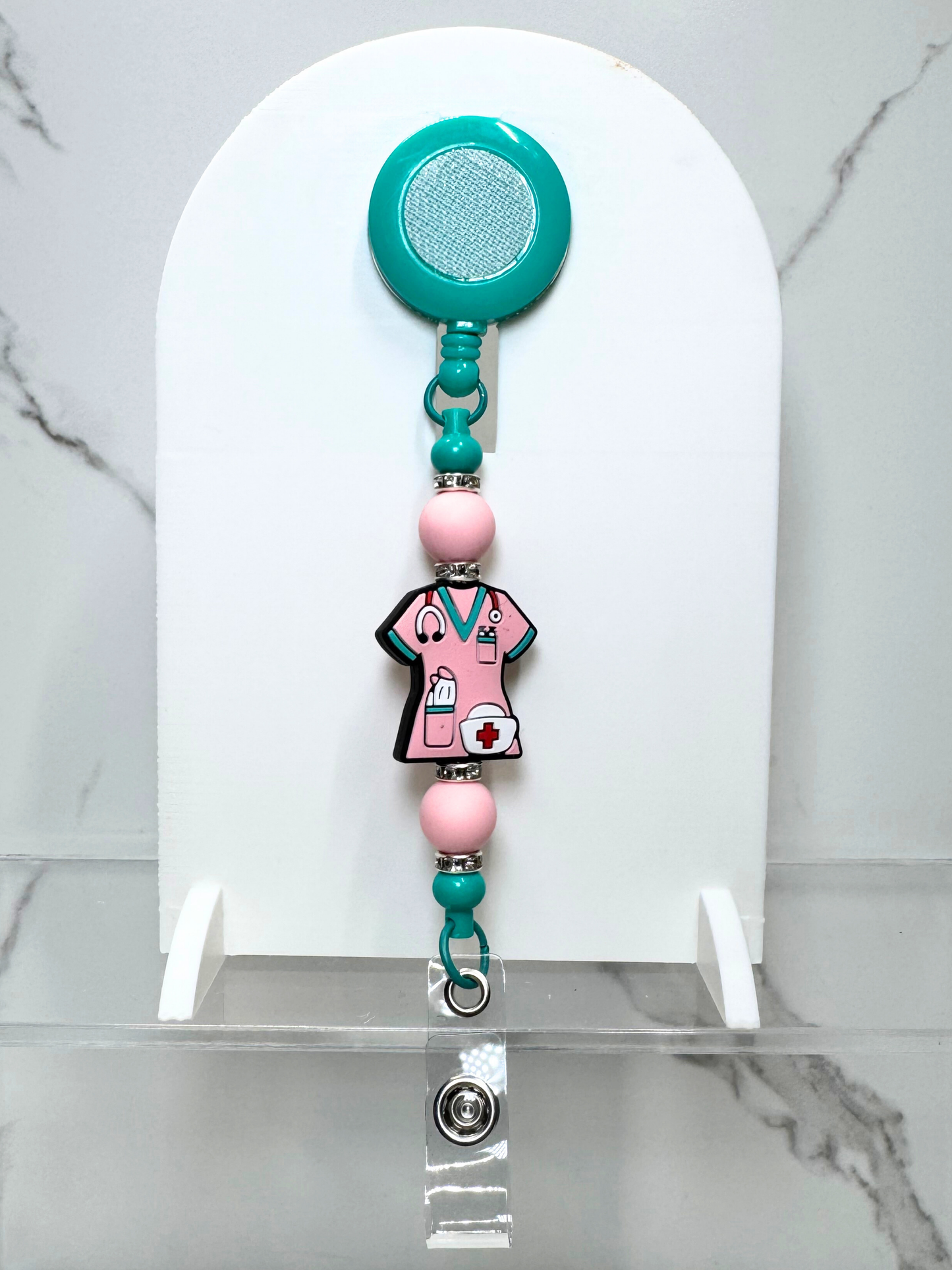 Pink Scrubs Badge Reel (NO ACRYLIC)