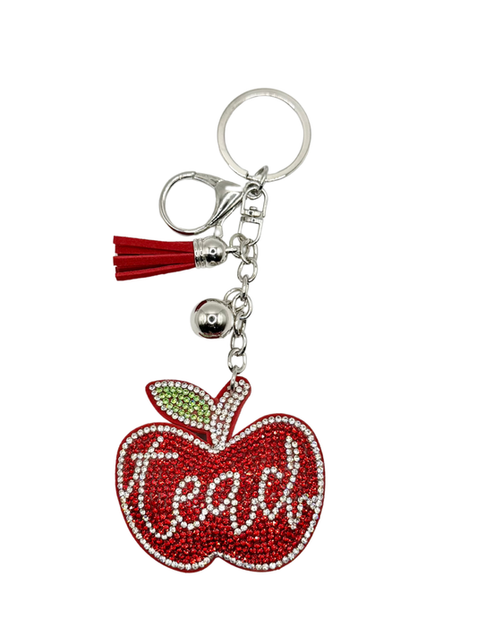 Teach Rhinestone Keychain
