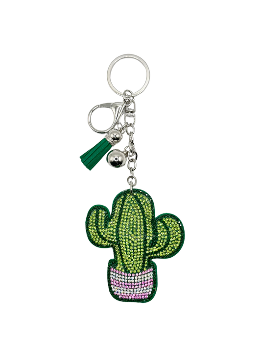 Cactus Rhinestone Keychain
