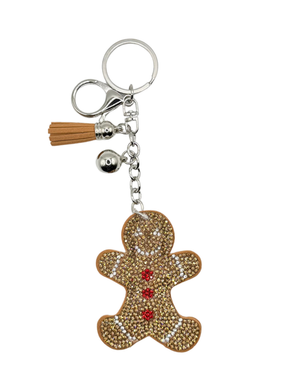 Gingerbread Man Rhinestone Keychain