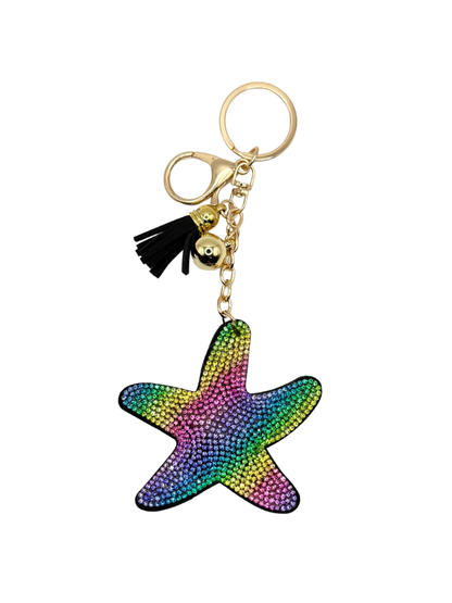 Starfish Rhinestone Keychain
