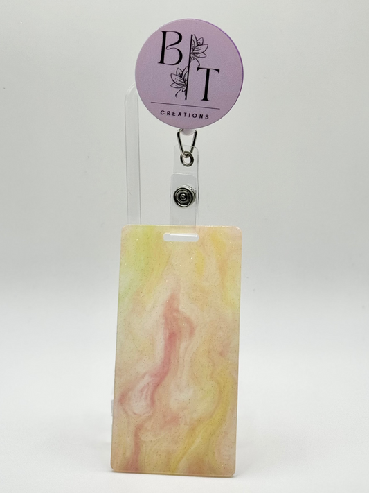 Yellow Pink Glitter Badge Buddy