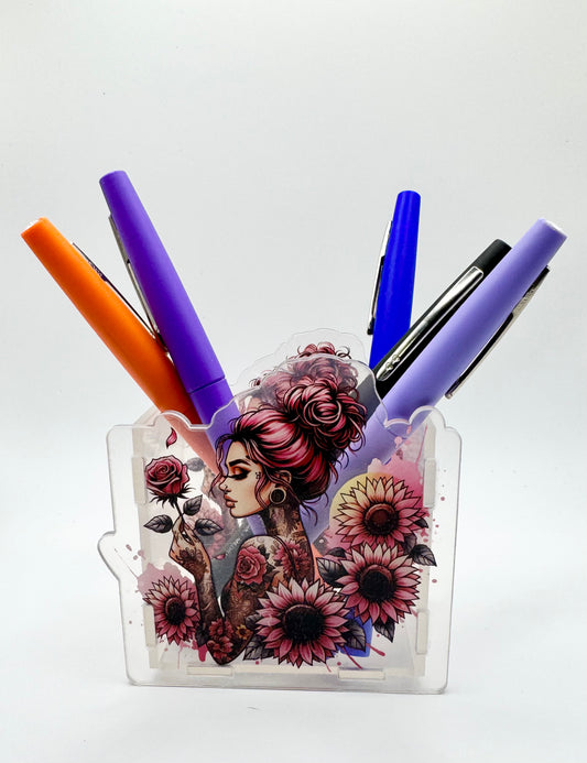 Tattoo Girl Pen Holder