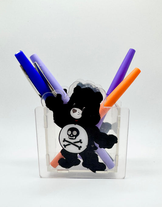 Skull Cross Bones Bear Pen Holder