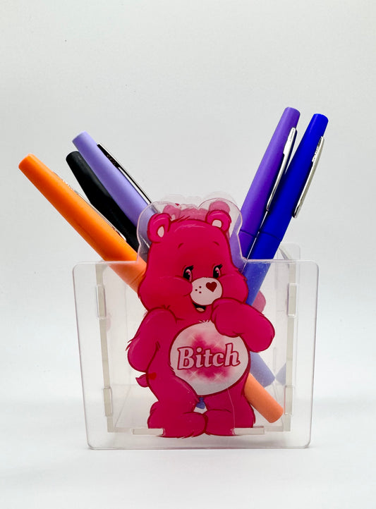 Pink Swear Bear Pen Holder