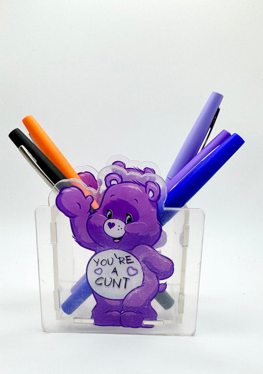 Purple Swear Bear Pen Holder