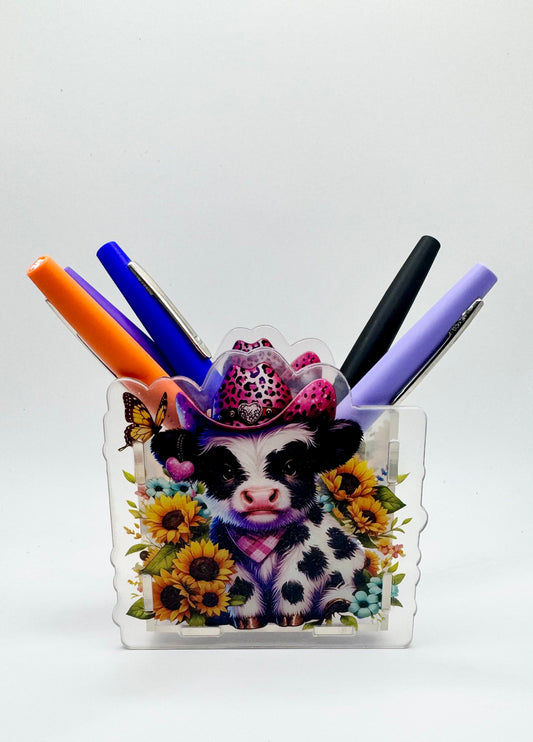 Cowgirl Cow Pen Holder